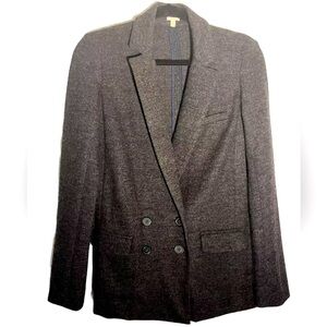 J. Crew Dark Charcoal Gray 100% Wool Women’s Button Front Blazer Size 2